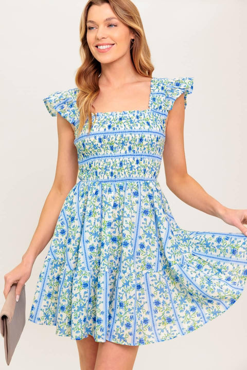 FAIRFAX GERANIUM WOVEN MINI DRESS