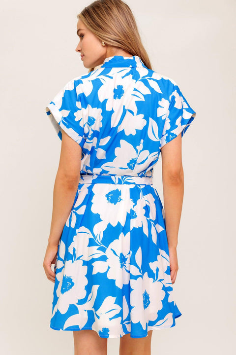 CITRUS CRUSH BLUE WOVEN MINI DRESS