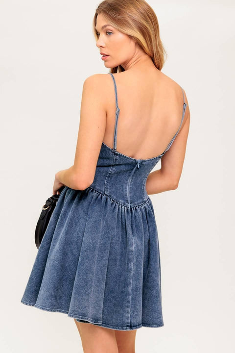 FOREVER FREE DENIM MINI DRESS