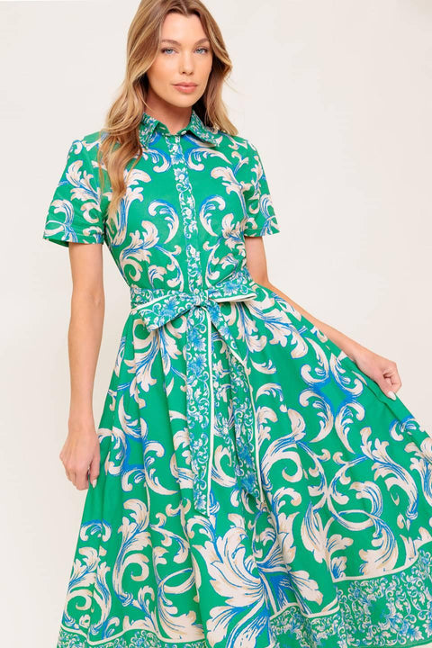 SUMMER BOUQUET WOVEN MIDI DRESS