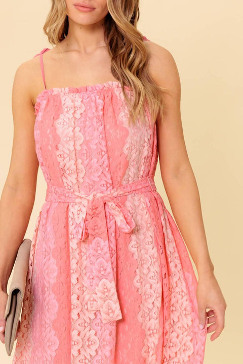TAILOR MADE FOR YOU WOVEN LACE MIDI DRESS