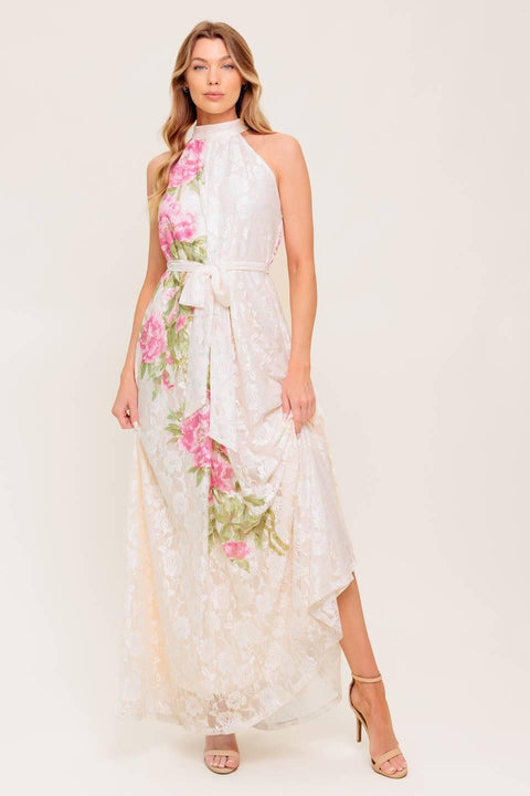 BOTANICAL DREAM WOVEN LACE MAXI DRESS