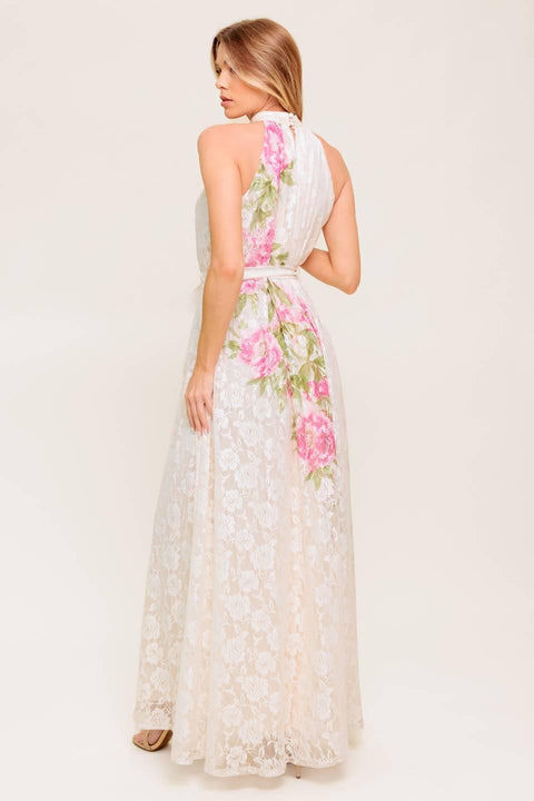 BOTANICAL DREAM WOVEN LACE MAXI DRESS
