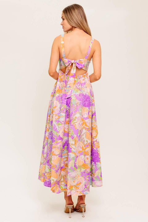 BREEZE SONG PINK WOVEN MIDI DRESS