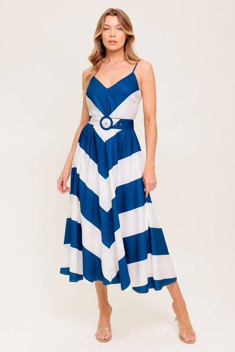 RADIANT HEART NAVY WOVEN MIDI DRESS