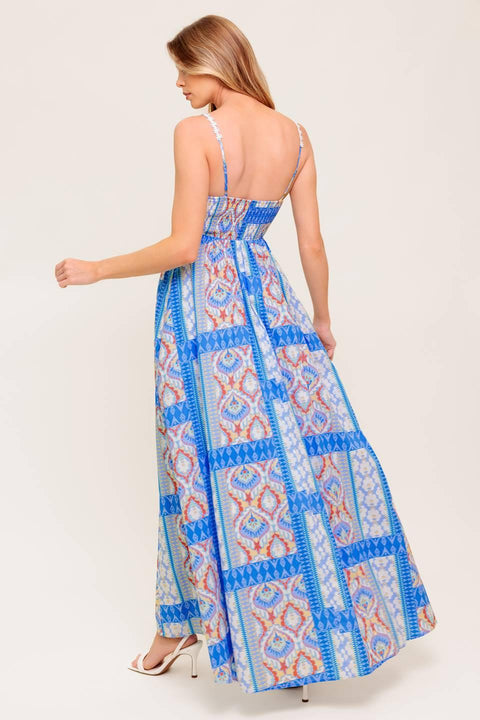 LASTING MAGIC BLUE WOVEN MAXI DRESS
