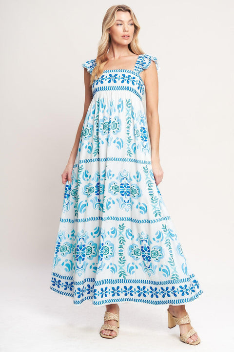 WALKING ON THE COAST WOVEN MAXI DRESS