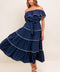 BUTTERCREAM DREAM NAVY WOVEN MIDI DRESS