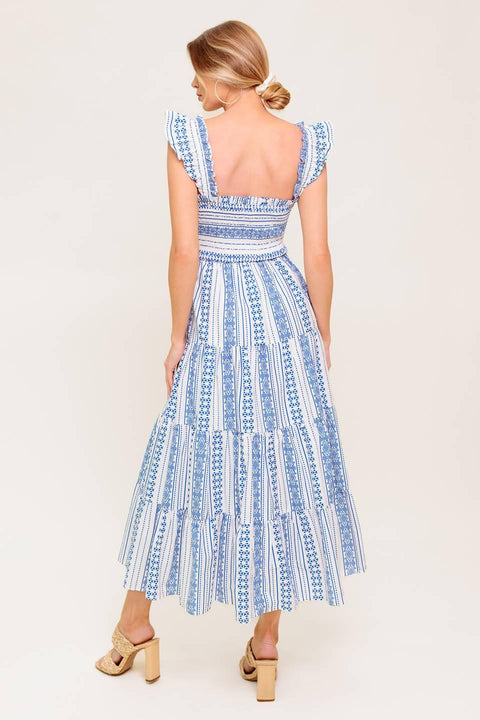 MIDSUMMER PETALS WOVEN MIDI DRESS