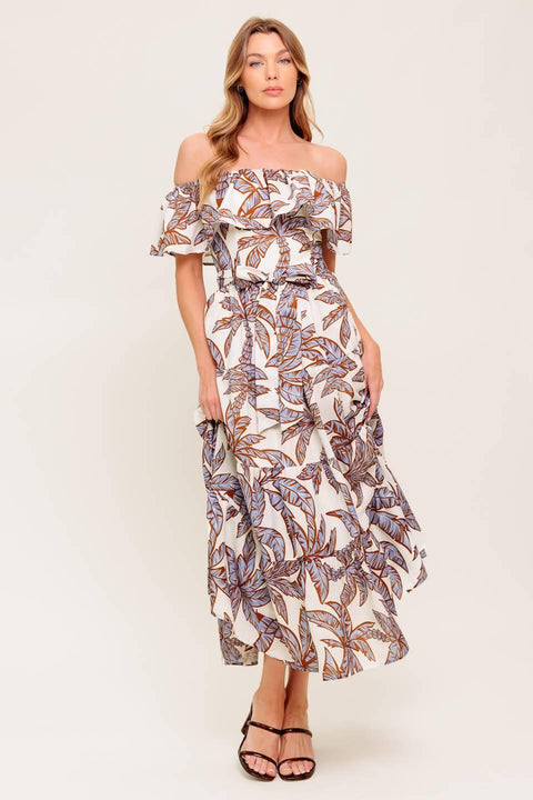 LILY GARDEN LAVENDER WOVEN MIDI DRESS