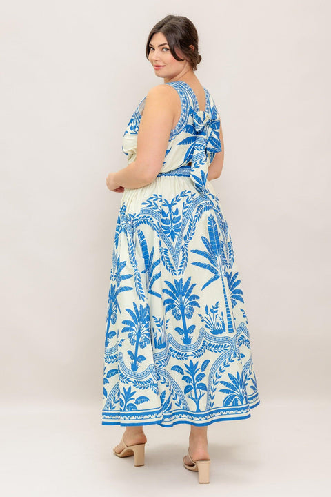 OCEAN PETALS WOVEN MIDI DRESS