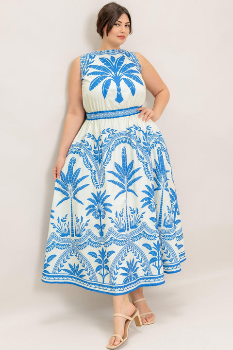 OCEAN PETALS WOVEN MIDI DRESS