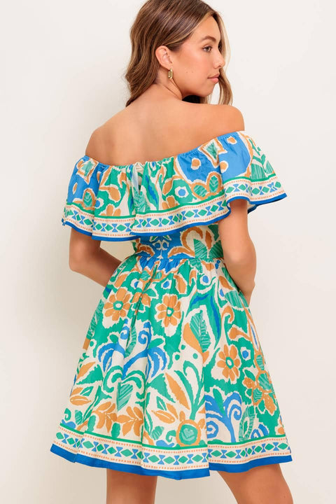 COASTAL LOVE SAGE BLUE WOVEN MINI DRESS