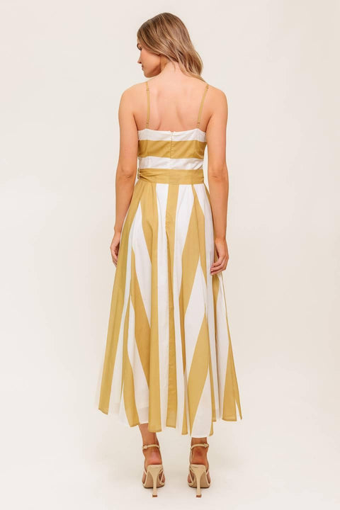 SOFT HORIZON TAUPE WOVEN MIDI DRESS