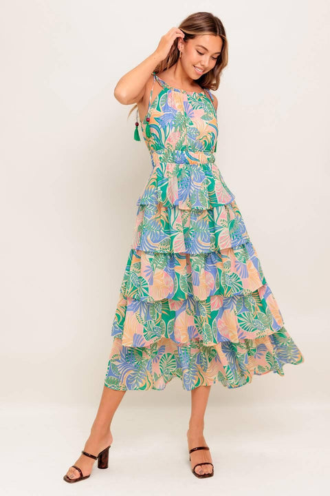 CABANA DREAMS WOVEN MIDI DRESS