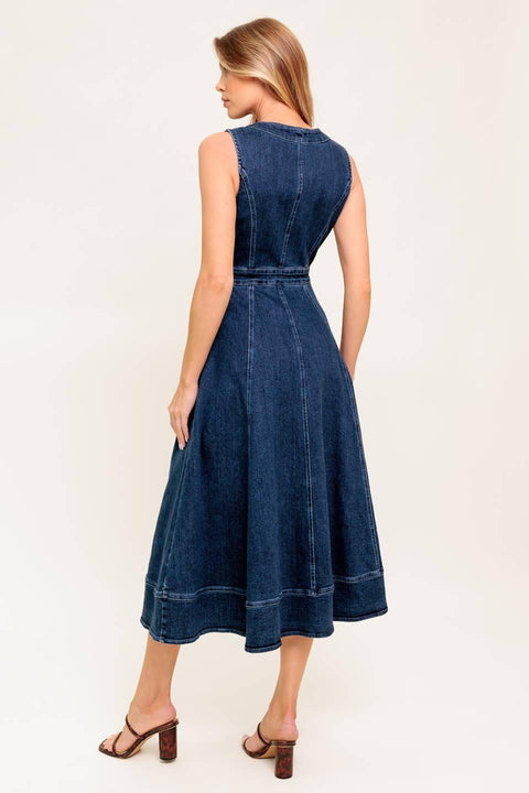 RAW BEAUTY DENIM MIDI DRESS