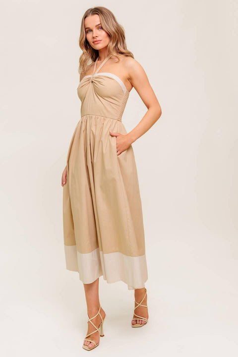 HYDRANGEA HAZE WOVEN MIDI DRESS