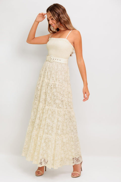 PARADISE AWAITS WOVEN LACE ANKLE DRESS