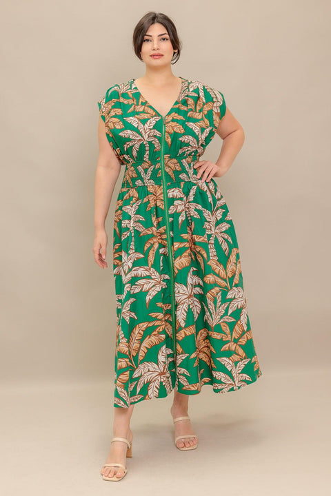 LUSH STILLNESS WOVEN MIDI DRESS