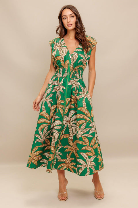 LUSH STILLNESS WOVEN MIDI DRESS