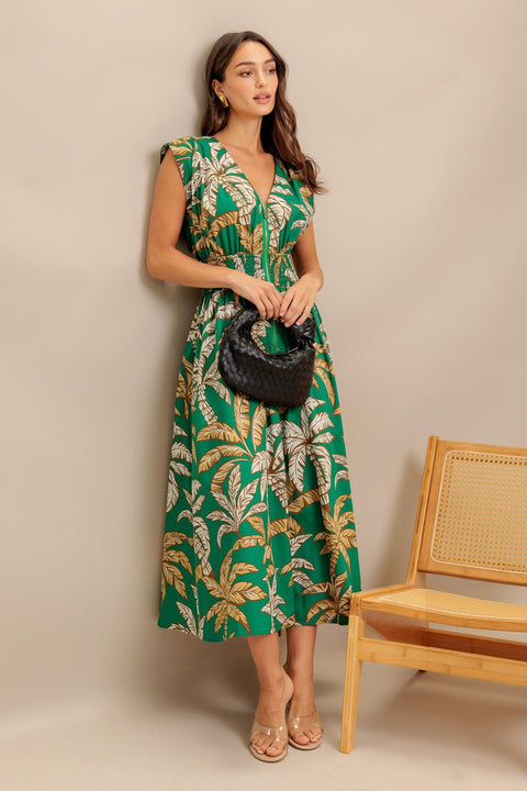 LUSH STILLNESS WOVEN MIDI DRESS
