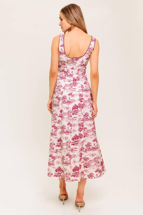 MOJITO MOOD BERRY WOVEN MIDI DRESS