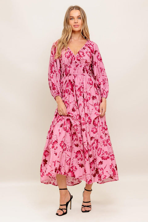 HONEY BUN MOUVE WOVEN MIDI DRESS