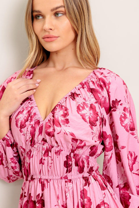 HONEY BUN MOUVE WOVEN MIDI DRESS
