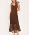 AUTUMN ROMANCE CHESTNUT LACE TIE-STRAP MIDI DRESS