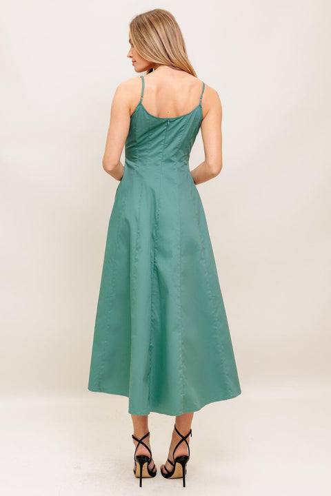 VERDE ELEGANTE WOVEN MIDI DRESS