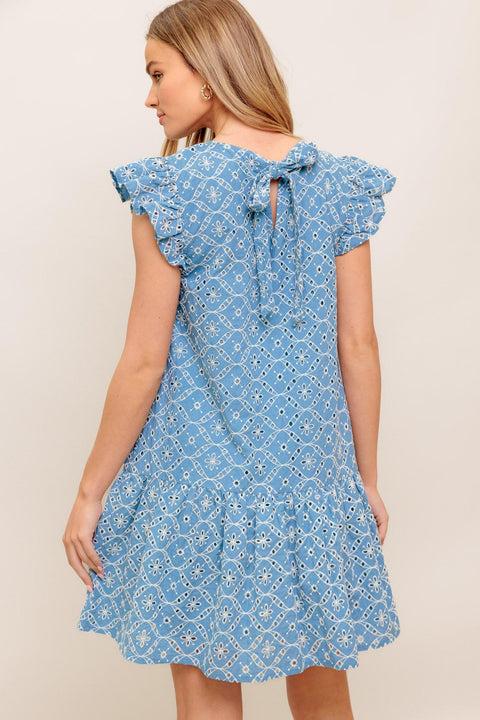 CUPCAKE SMILE WOVEN EYELET BABYDOLL DRESS