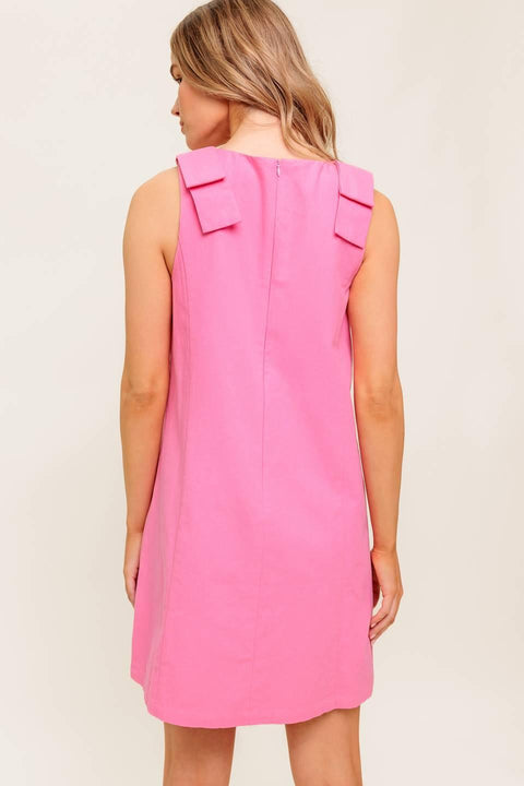IN MY DREAMS PINK WOVEN MINI DRESS