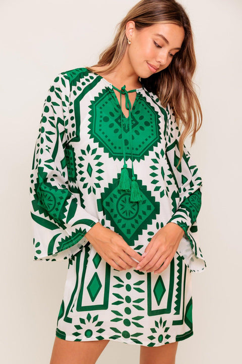 EMERALD TERRA TUNIC WOVEN MINI DRESS