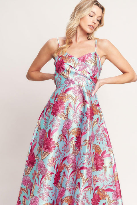 ELEVATED GARDEN WOVEN MIDI DRESS