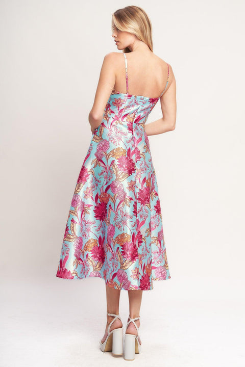 ELEVATED GARDEN WOVEN MIDI DRESS