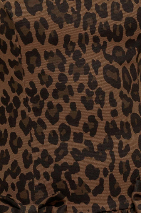 WALK SOFT, STRIKE STRONG LEOPARD WOVEN MIDI DRESS