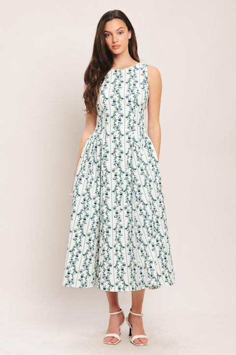 BLOOM COLUMN WOVEN MIDI DRESS