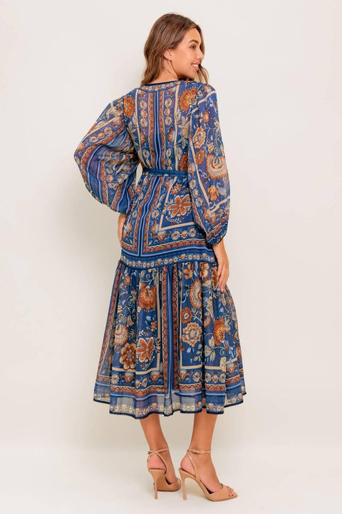 BOHEMIAN TAPESTRY WOVEN MIDI DRESS
