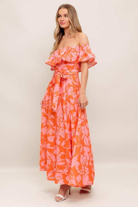 CITRUS GARDEN WOVEN MIDI DRESS