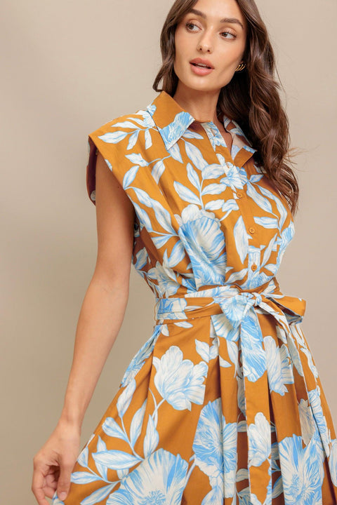 ISLAND FLARE WOVEN MIDI DRESS