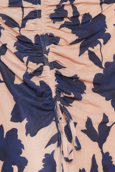 TWILIGHT FLORAL POWER MESH MIDI DRESS