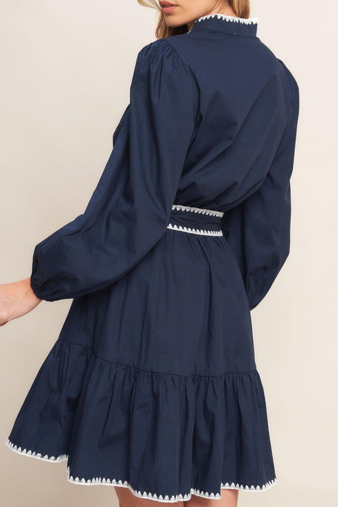 URBAN NOIR NAVY WOVEN MINI DRESS