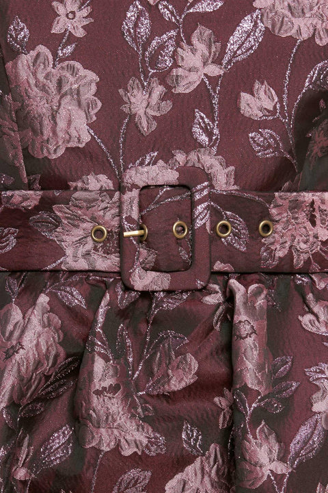 AUBERGINE CHIC JACQUARD WOVEN MIDI DRESS