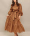 CINNAMON WALTZ WOVEN MIDI DRESS