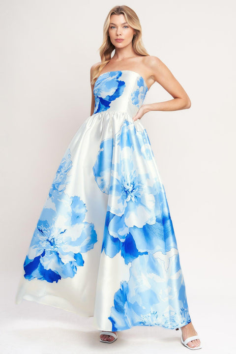 LUXE PEONY WOVEN MAXI DRESS