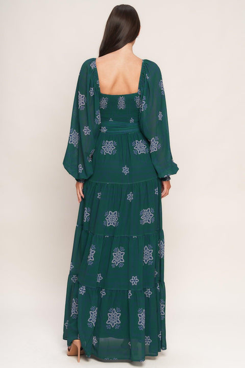AZURE BOTANIQUE WOVEN MAXI DRESS