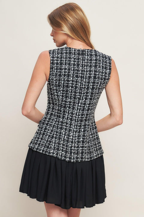 MODERN ICON TWEED WOVEN MINI DRESS