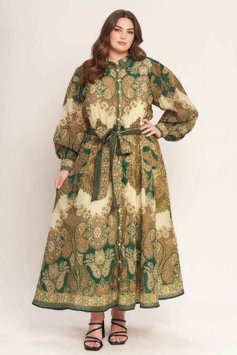 LOVELY GOLDEN VISION WOVEN MIDI DRESS
