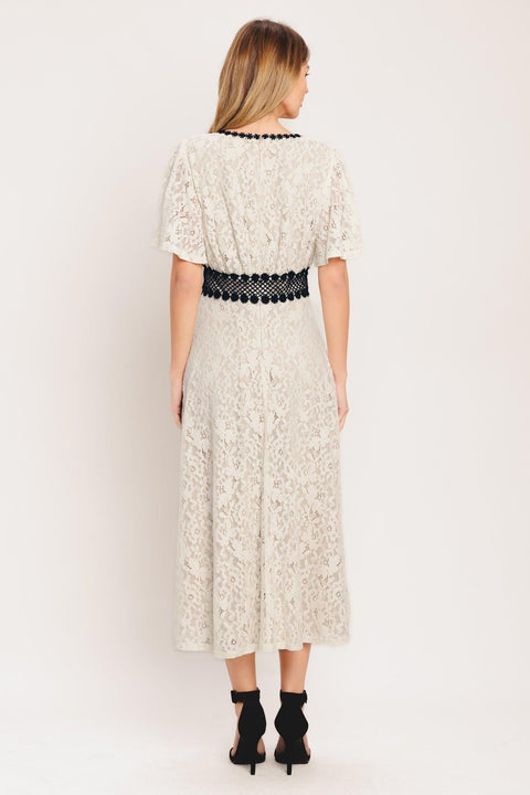 PETITE LUNE WOVEN LACE MIDI DRESS