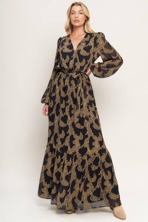 MIDNIGHT MOSS WOVEN JACQUARD MAXI DRESS